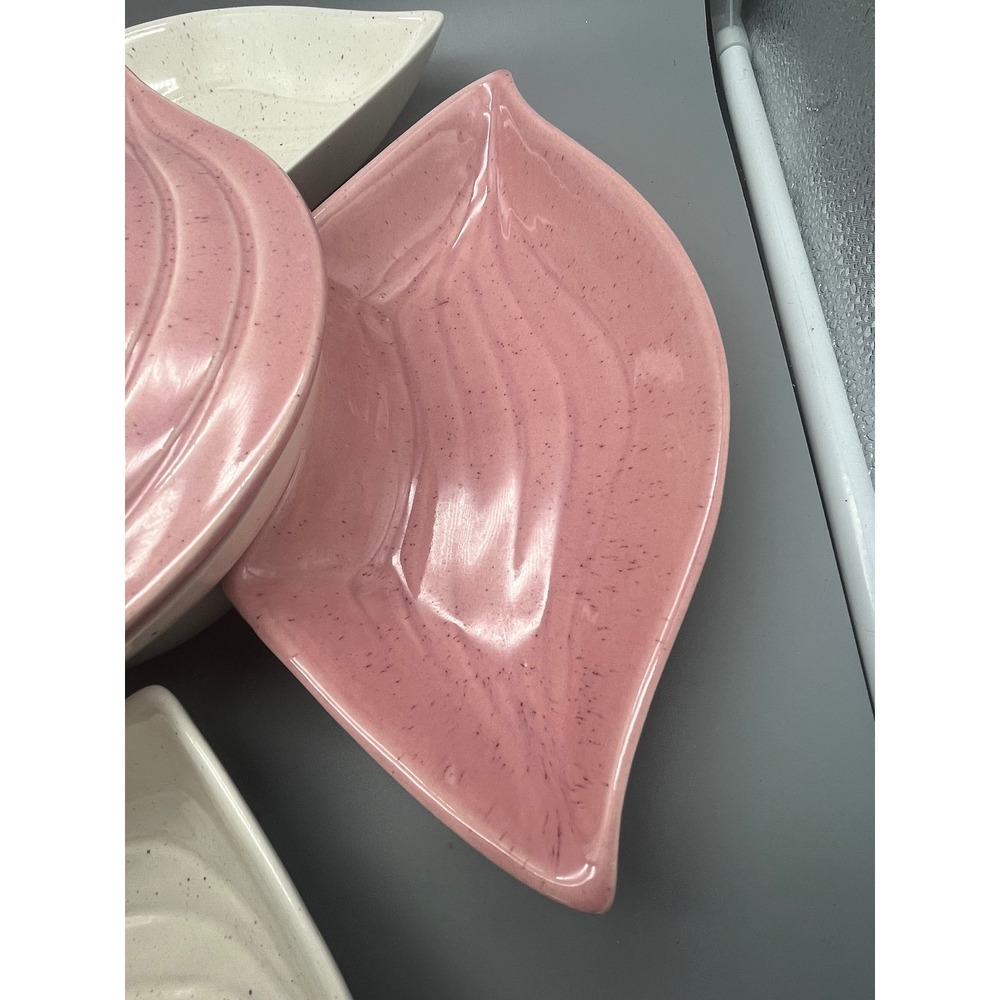 Mid Century Modern California Pottery L34 Lazy Susan‎ Pink and Ivory 6 pc - Picture 7 of 9